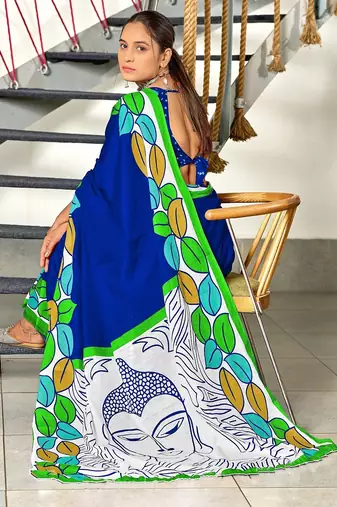 Hand block print mulmul cotton sarees