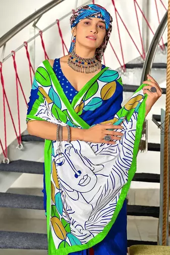 Hand block print mulmul cotton sarees