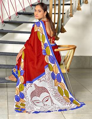 Hand block print mulmul cotton sarees 3