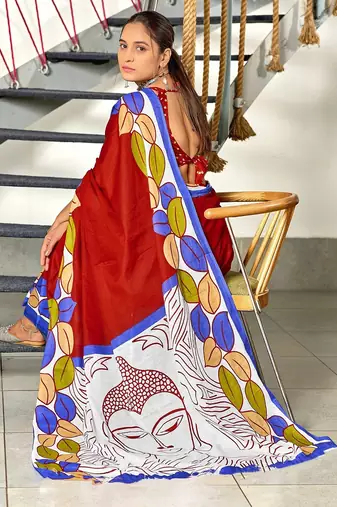 Hand block print mulmul cotton sarees