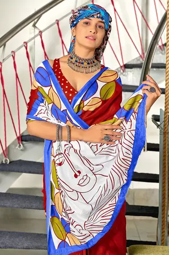 Hand block print mulmul cotton sarees