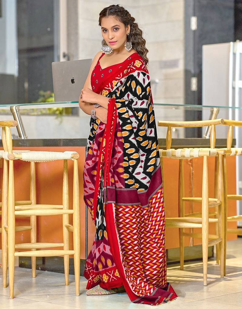 Hand block print mulmul cotton sarees