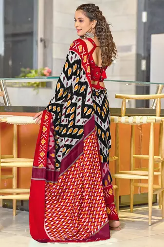 Hand block print mulmul cotton sarees