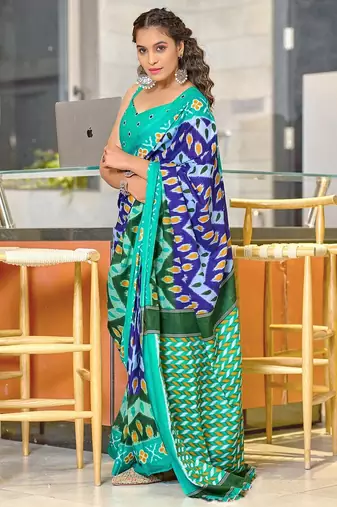 Hand block print mulmul cotton sarees