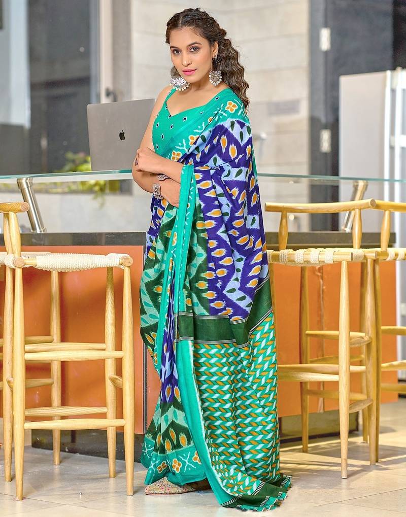 Hand block print mulmul cotton sarees