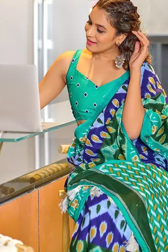 Hand block print mulmul cotton sarees
