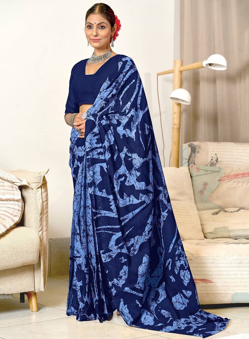 Hand block print mulmul cotton sarees