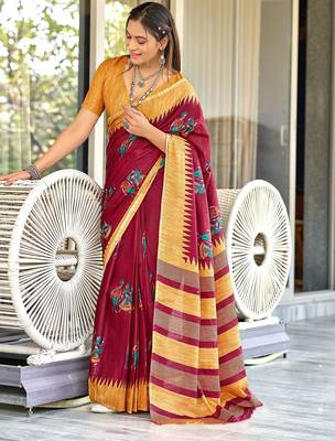 Hand block print mulmul cotton sarees 1
