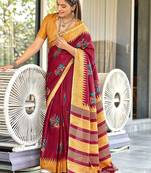 Hand block print mulmul cotton sarees