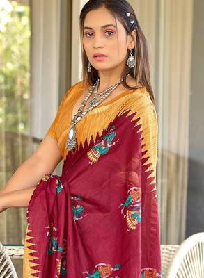 Hand block print mulmul cotton sarees 2