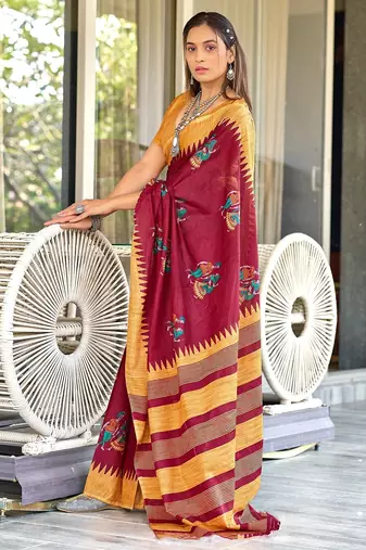 Hand block print mulmul cotton sarees