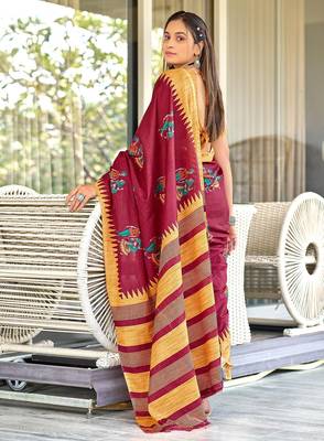 Hand block print mulmul cotton sarees 4