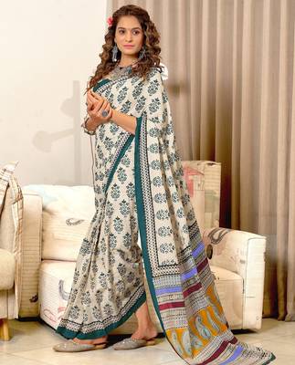 Hand block print mulmul cotton sarees 3