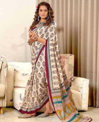 Hand block print mulmul cotton sarees 3