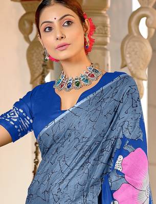 Hand block print mulmul cotton sarees 2