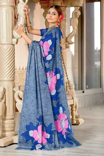 Hand block print mulmul cotton sarees