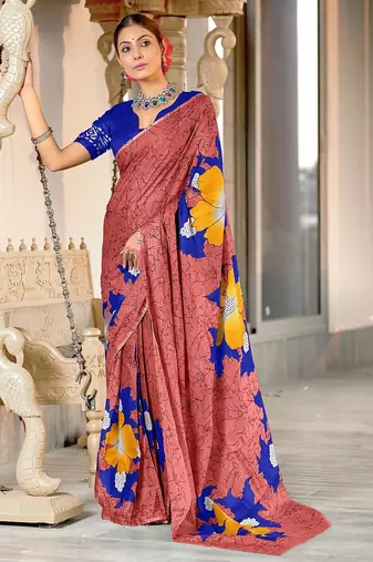 Hand block print mulmul cotton sarees