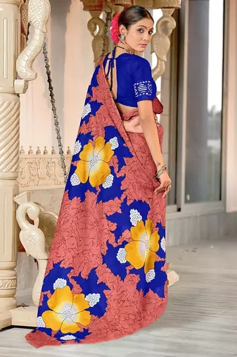 Hand block print mulmul cotton sarees