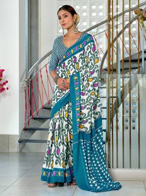 Hand block print mulmul cotton sarees 1