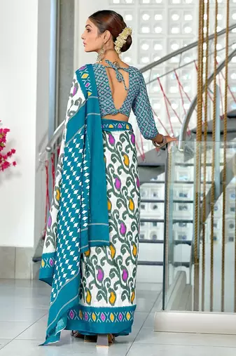 Hand block print mulmul cotton sarees