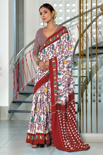 Hand block print mulmul cotton sarees