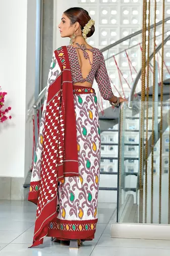 Hand block print mulmul cotton sarees