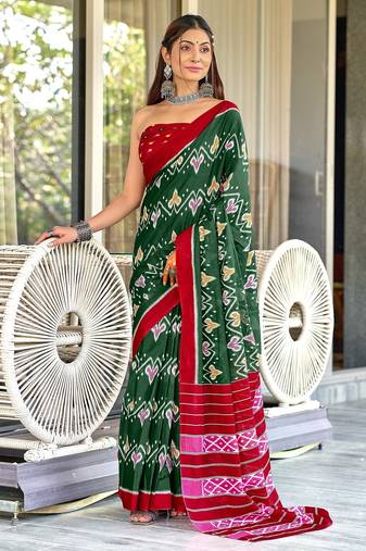 Hand block print mulmul cotton sarees