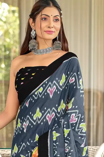 Hand block print mulmul cotton sarees