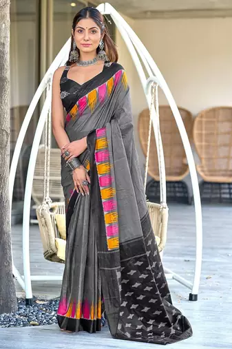 Hand block print mulmul cotton sarees