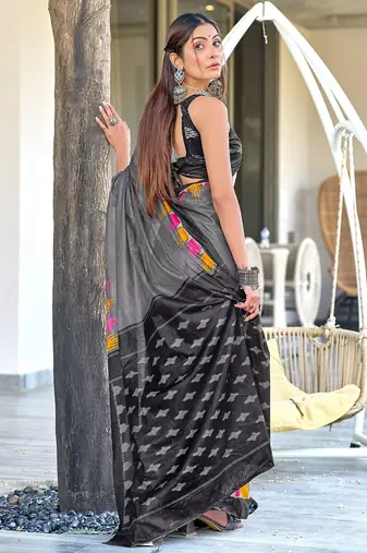 Hand block print mulmul cotton sarees