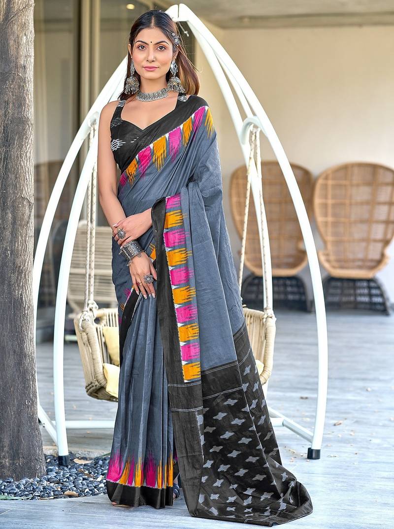 Hand block print mulmul cotton sarees