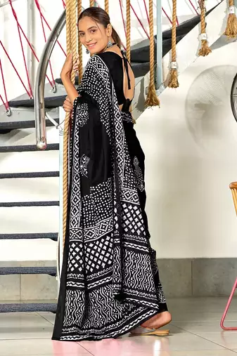 Batik block print mulmul cotton sarees