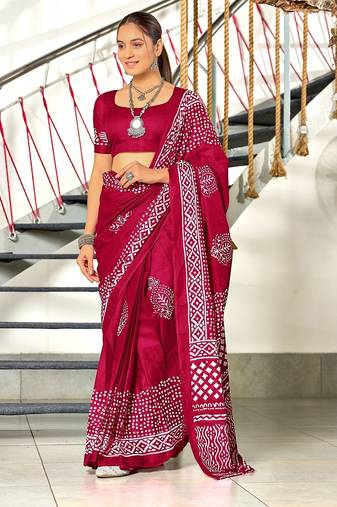 Batik block print mulmul cotton sarees
