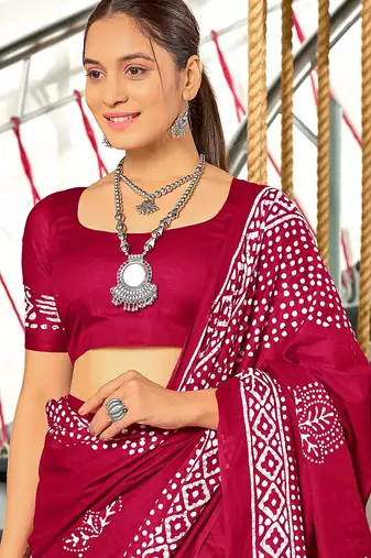 Batik block print mulmul cotton sarees