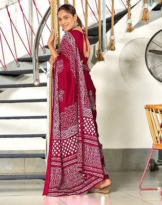 Batik block print mulmul cotton sarees 4