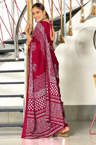 Batik block print mulmul cotton sarees