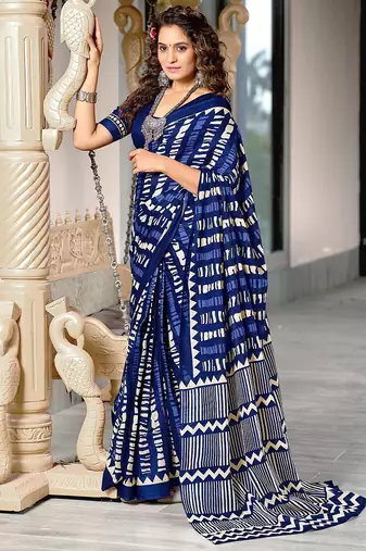 Bagru block print mulmul cotton sarees