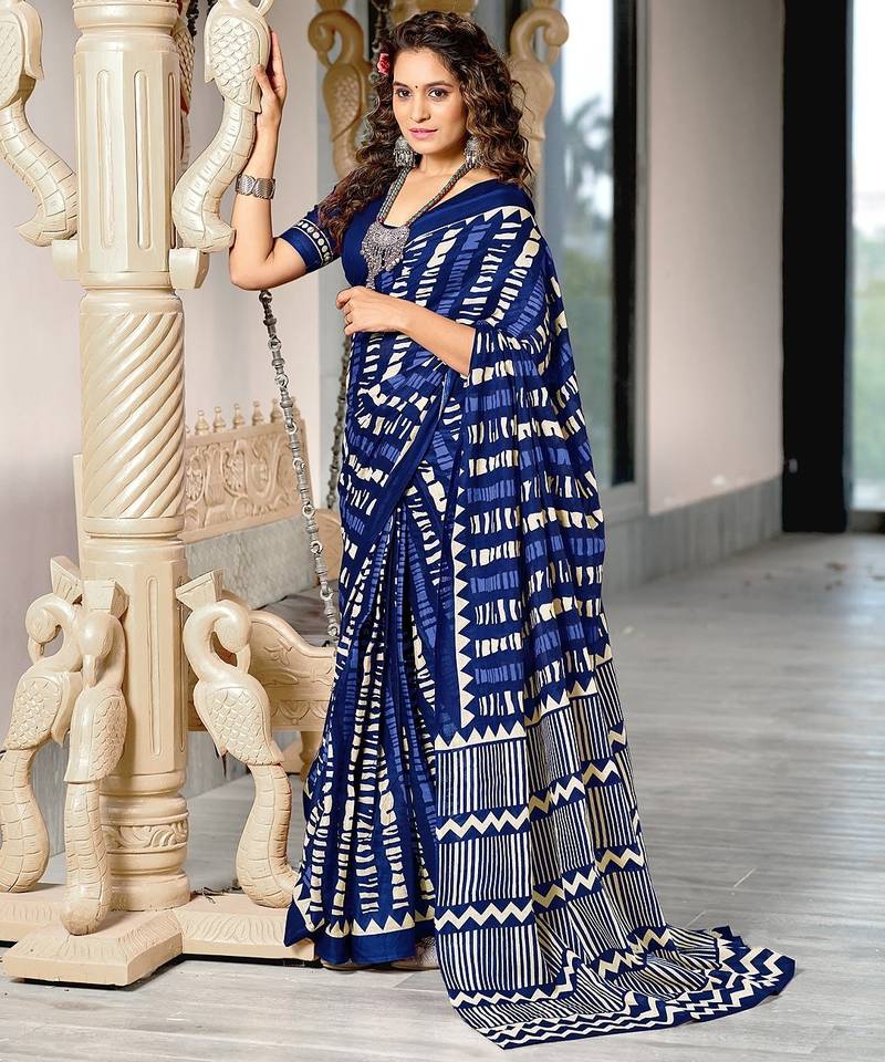 Bagru block print mulmul cotton sarees