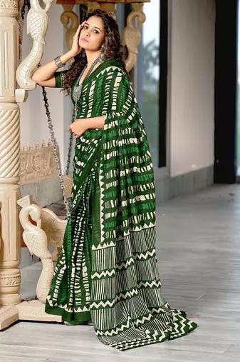 Bagru block print mulmul cotton sarees