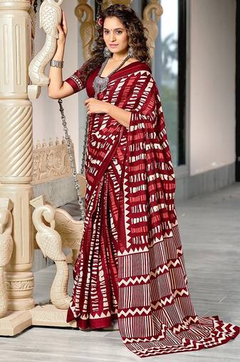 Bagru block print mulmul cotton sarees
