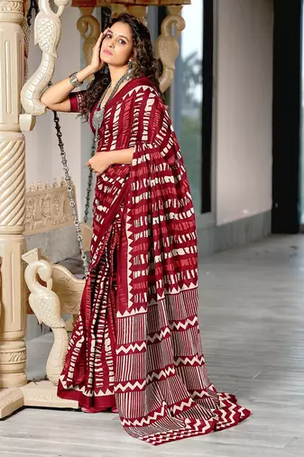 Bagru block print mulmul cotton sarees
