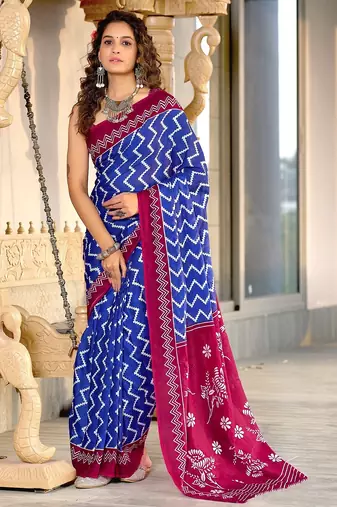 Bagru block print mulmul cotton sarees