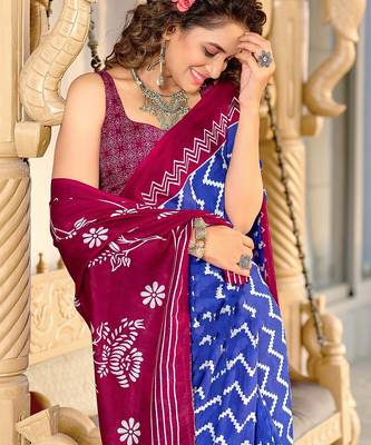 Bagru block print mulmul cotton sarees 4