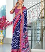Hand block print with hevay zari bodar sarees