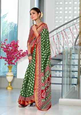 Hand block print with hevay zari bodar sarees 3