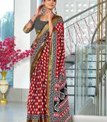 Hand block print with hevay zari bodar sarees