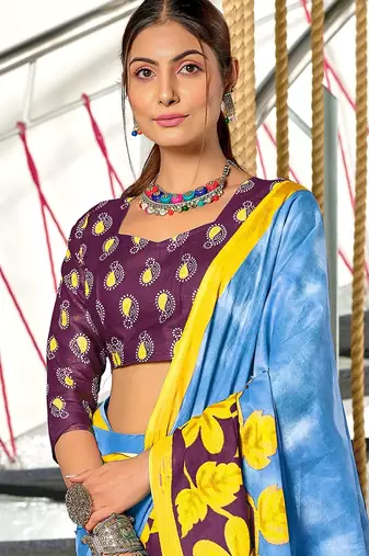 Hand block print mulmul cotton sarees