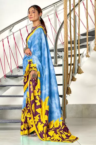 Hand block print mulmul cotton sarees