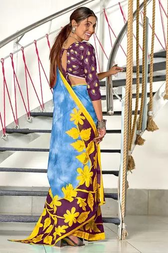 Hand block print mulmul cotton sarees
