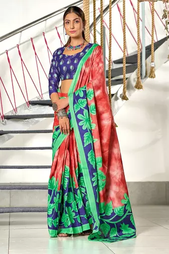 Hand block print mulmul cotton sarees